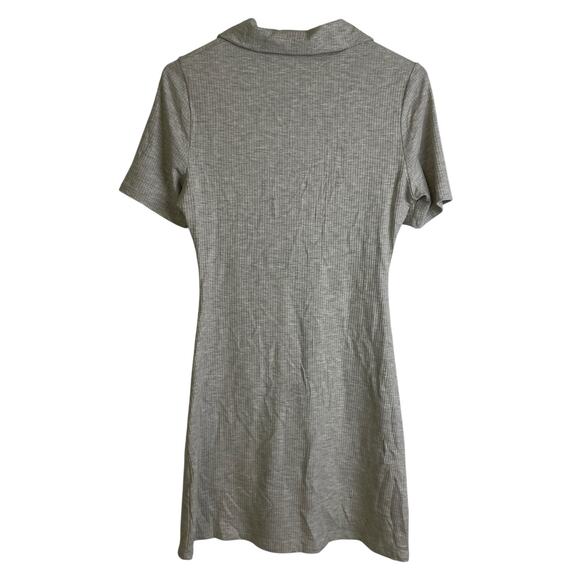 Reformation Lennon Dress Womens Medium Greige Ribbed Short Sleeve Button Stretch - Picture 2 of 11